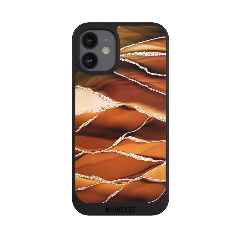 iPhone 12 mini NIVOpure Braune Marmorstreifen im Glitzer Look