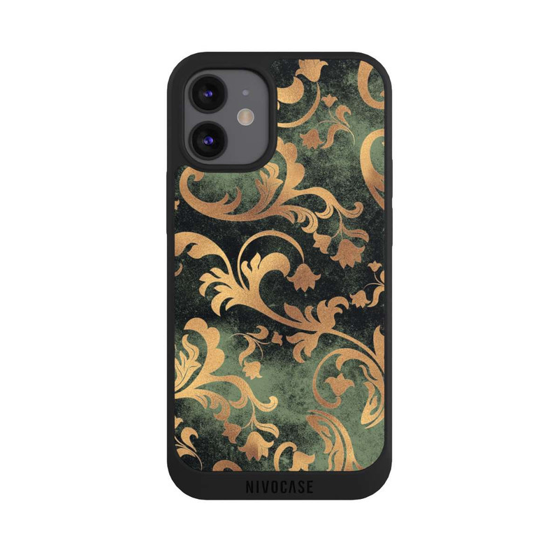 iPhone 12 mini NIVOpure Papier Peint Damassé Vert Foncé
