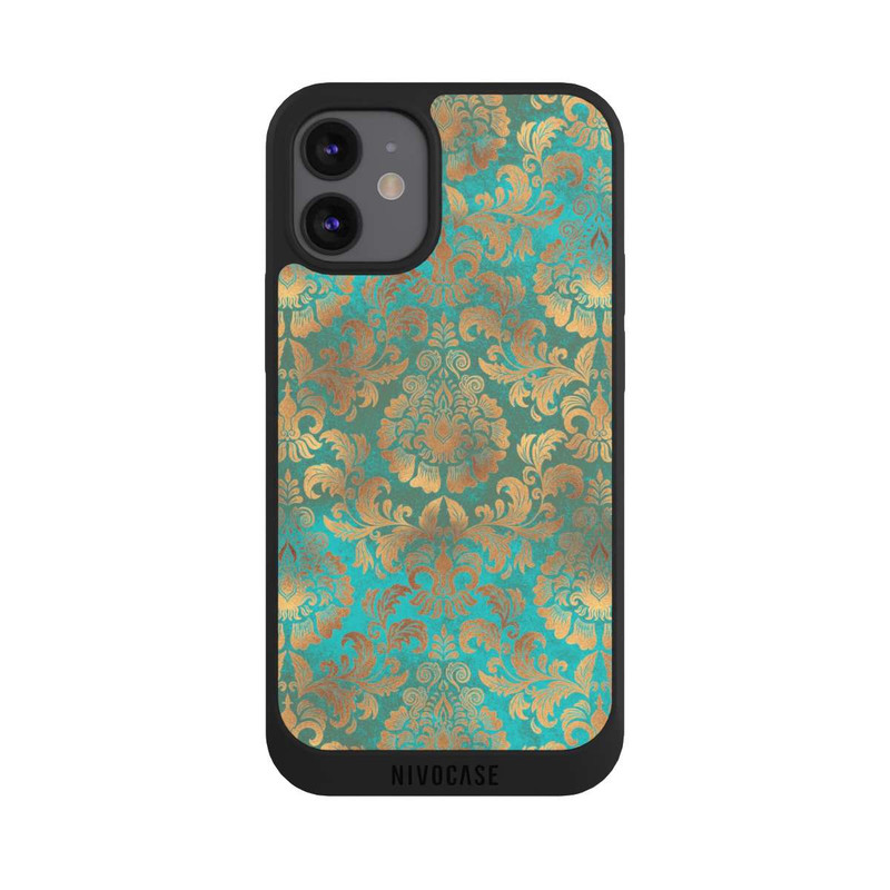 iPhone 12 mini NIVOpure Papier Peint Damassé Turquoise