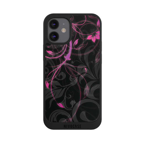 Apple iPhone 12 mini NIVOpure Black and Pink Autumn Flowers 