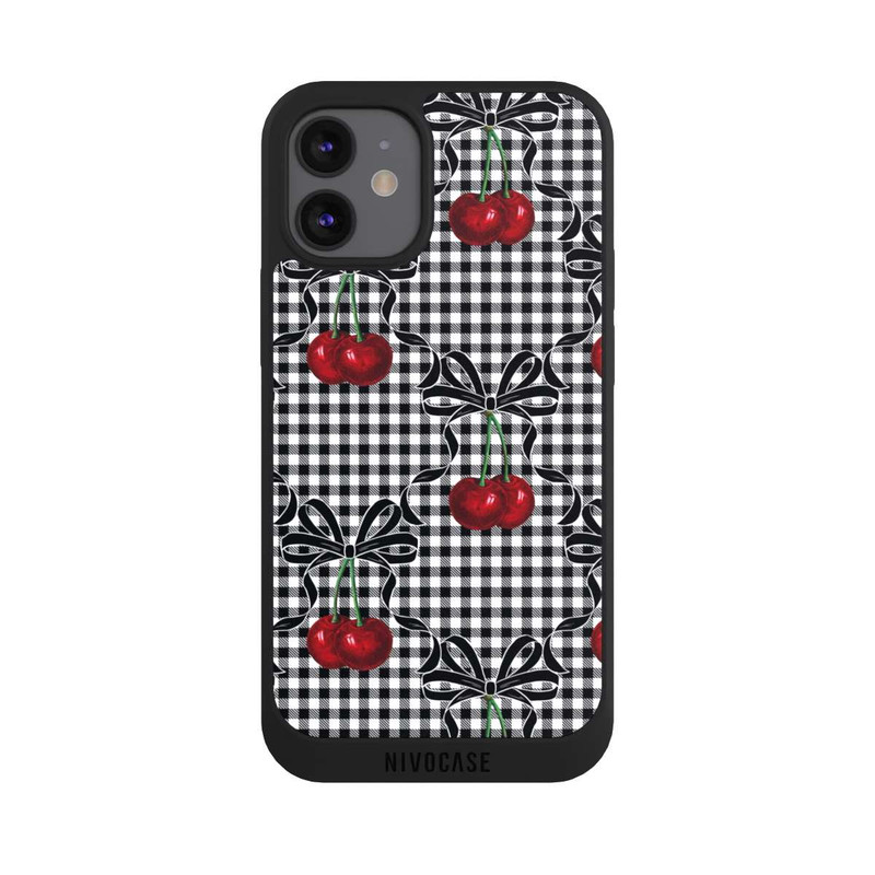 iPhone 12 mini NIVOpure Kirschen Muster Schwarz