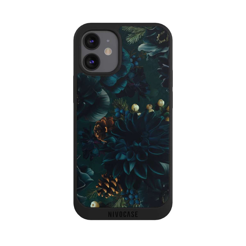 iPhone 12 mini NIVOpure Motif de fleurs vert et bleu