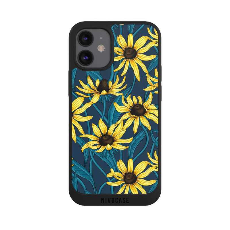 iPhone 12 mini NIVOpure Sonnenblumen auf Blauem Hintergrund
