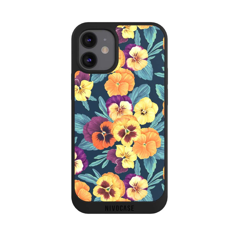 iPhone 12 mini NIVOpure Pansies on Navy