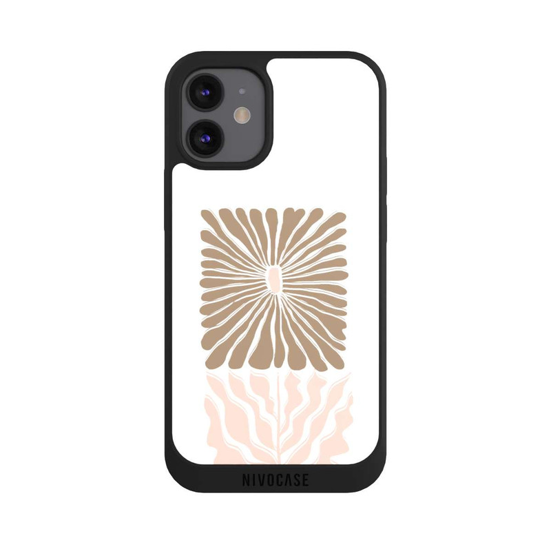 iPhone 12 mini NIVOpure Eckige Blume Hellbraun