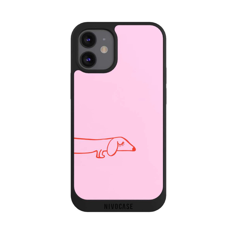 iPhone 12 mini NIVOpure Dachshund Illustration Pink