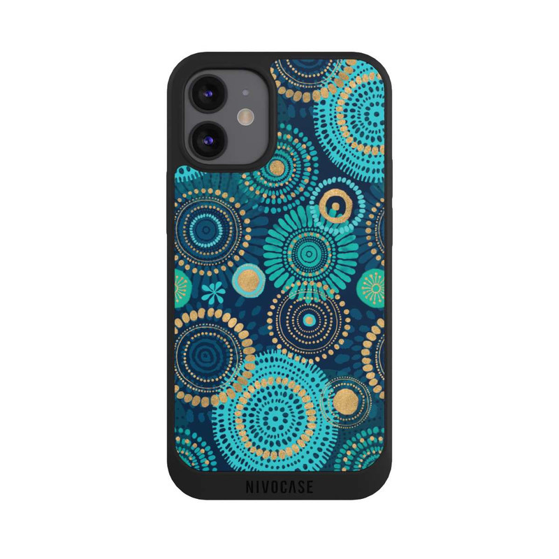 iPhone 12 mini NIVOpure Blockprint India Teal Gold