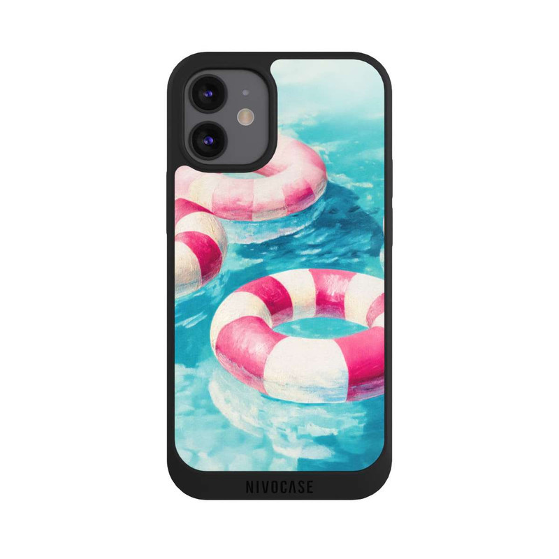iPhone 12 mini NIVOpure Striped Swim Rings in The Pool