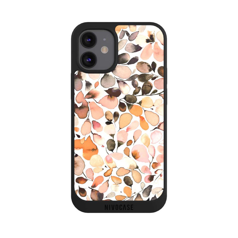 iPhone 12 mini NIVOpure Eucalyptus Watercolor Leaves Dark Brown Autumn