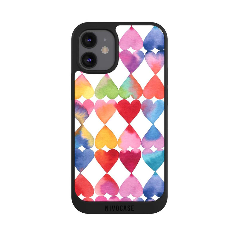 iPhone 12 mini NIVOpure Buntes Herz Watercolor Muster