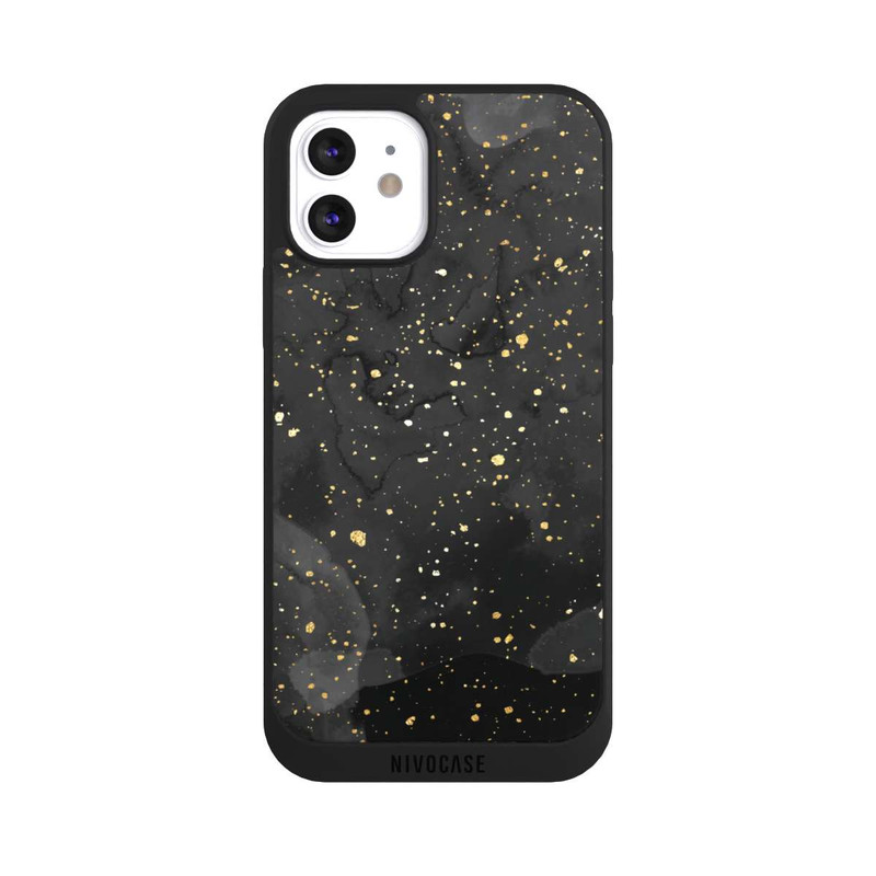 iPhone 12 NIVOpure Marble Black Gold Look Sparkle