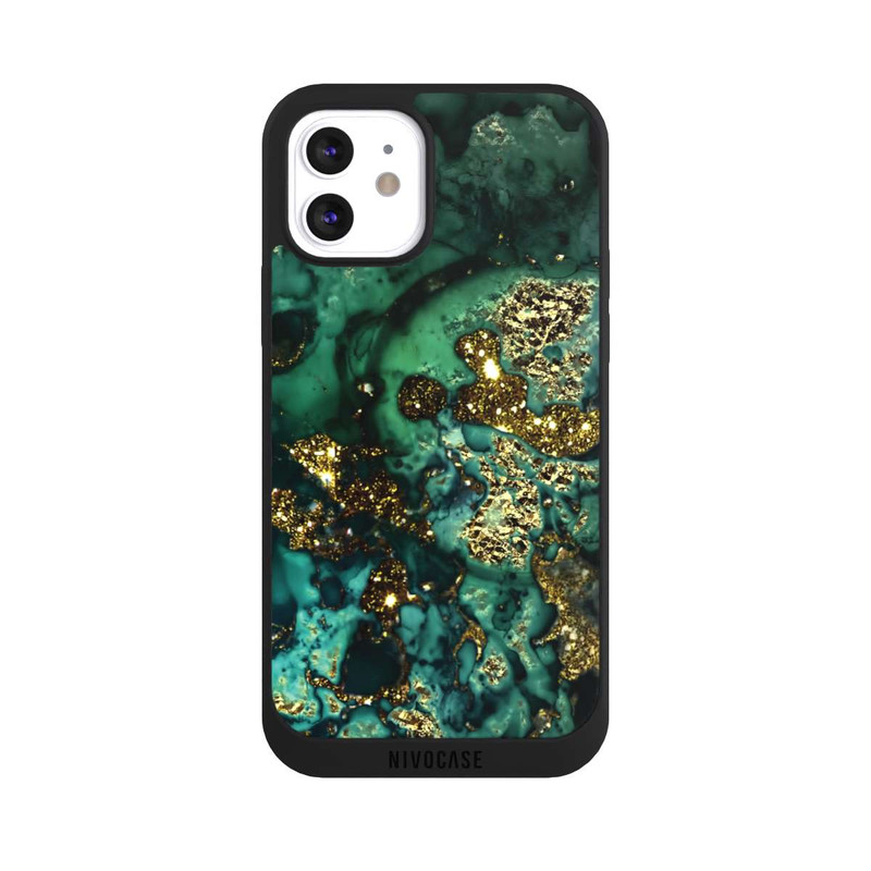 iPhone 12 NIVOpure Cyan Glitter Marble Look