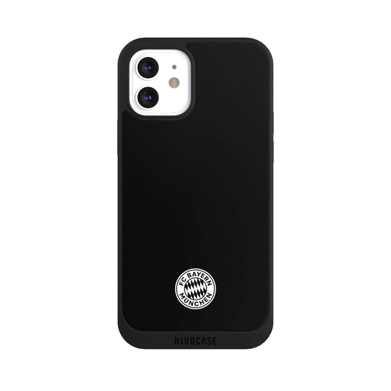 iPhone 12 NIVOpure Logo FCB Classique Petit - Blanc sur Fond Noir