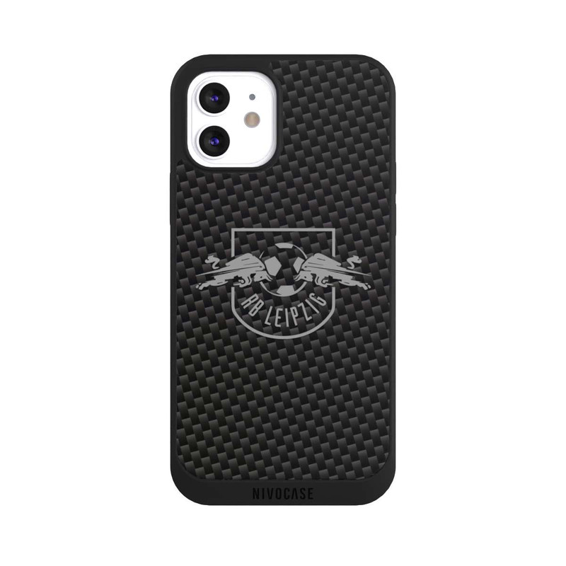 iPhone 12 NIVOpure Graues RB Leipzig Logo auf Carbonoptik