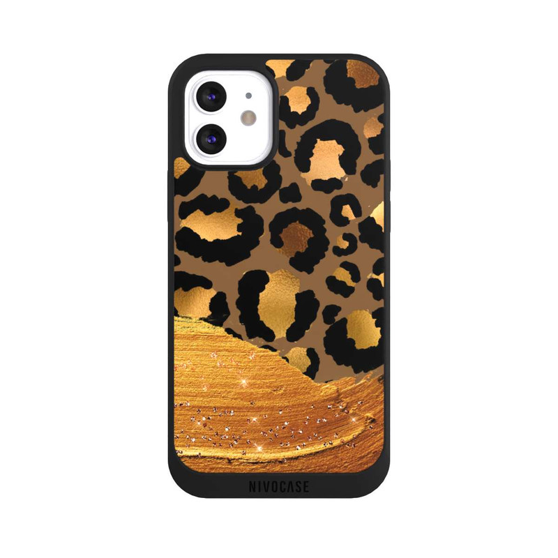 iPhone 12 NIVOpure Dark Golden Leopard Glitterlook