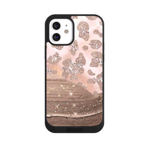 Apple iPhone 12 NIVOpure Silberner Leoparden Glitzerlook