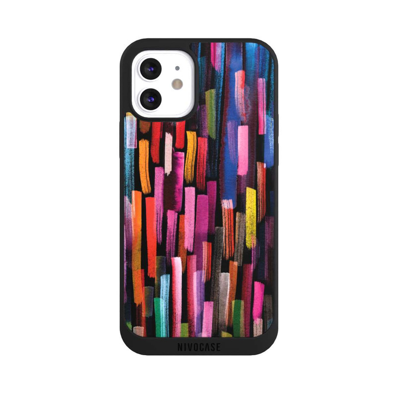 iPhone 12 NIVOpure Coups De Pinceaux Colorés Noir