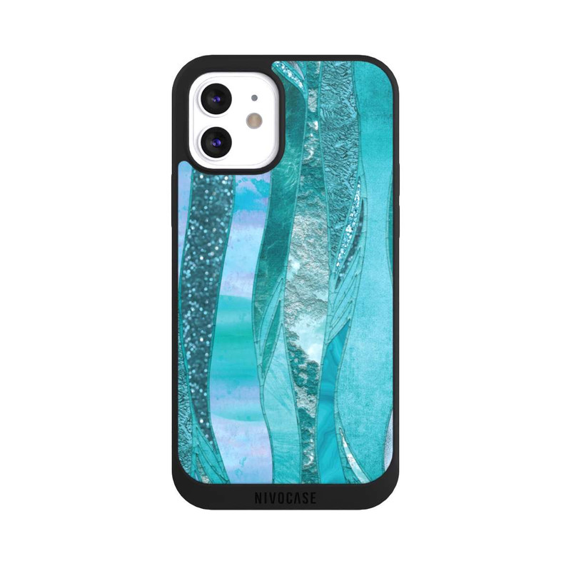 iPhone 12 NIVOpure glamouröser Glitzerlook blau