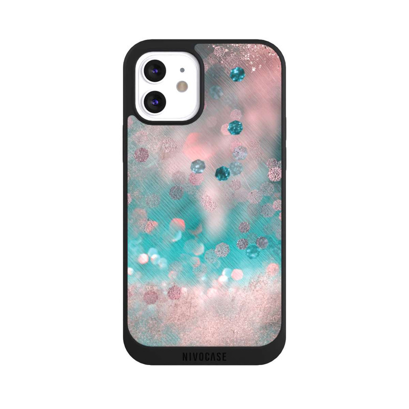 iPhone 12 NIVOpure Türkis-glamouröser Glitzerlook