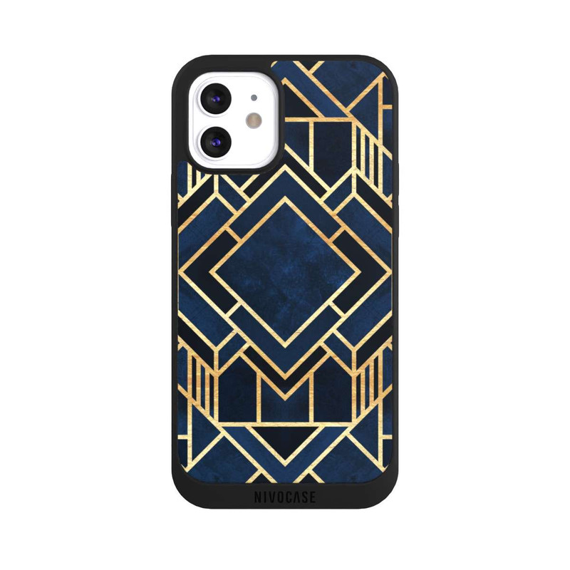 iPhone 12 NIVOpure Kunst Deko Blau Golddruck
