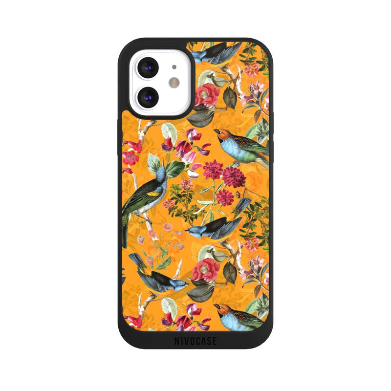 iPhone 12 NIVOpure Tapete mit Vögeln und Blumen