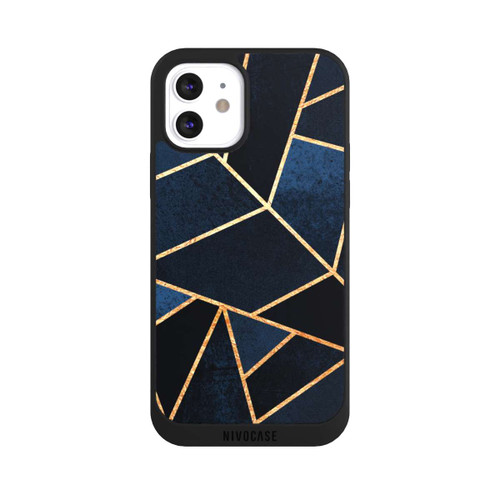 Apple iPhone 12 NIVOpure Navy Stein Golddruck