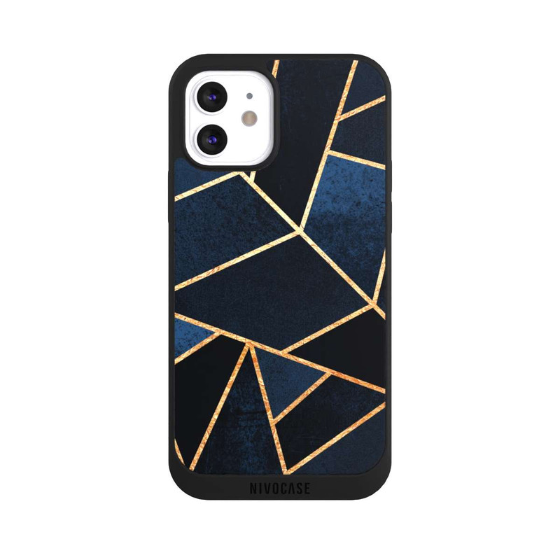 iPhone 12 NIVOpure Navy Stein Golddruck