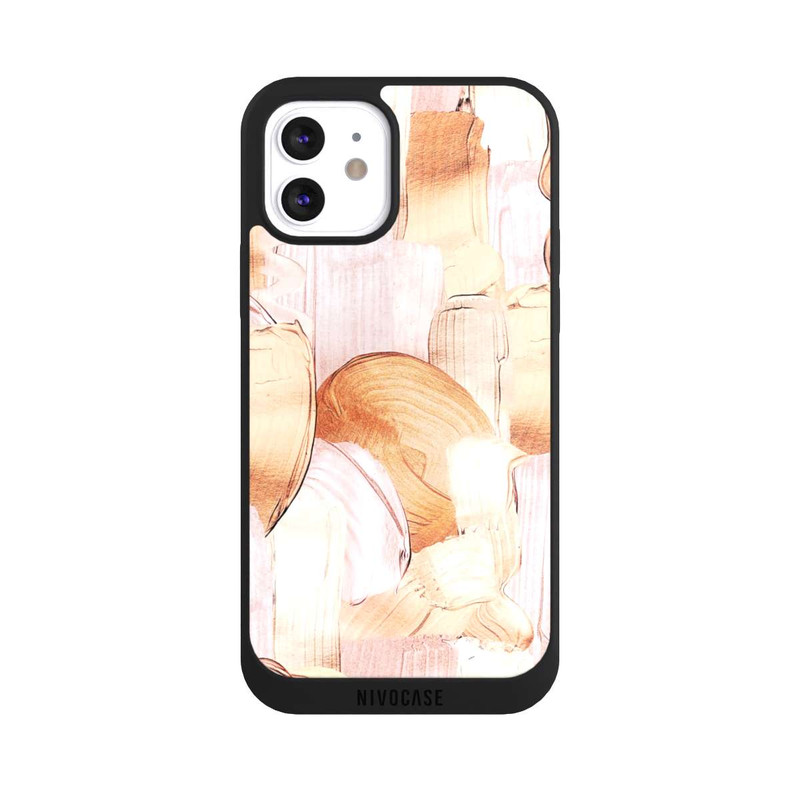 iPhone 12 NIVOpure Weiß/Gold Pinsel Muster