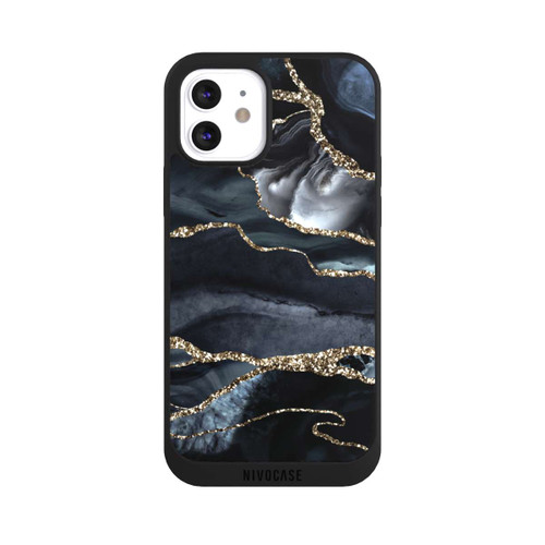 Apple iPhone 12 NIVOpure Dunkler Marmor Gold Glitzerlook