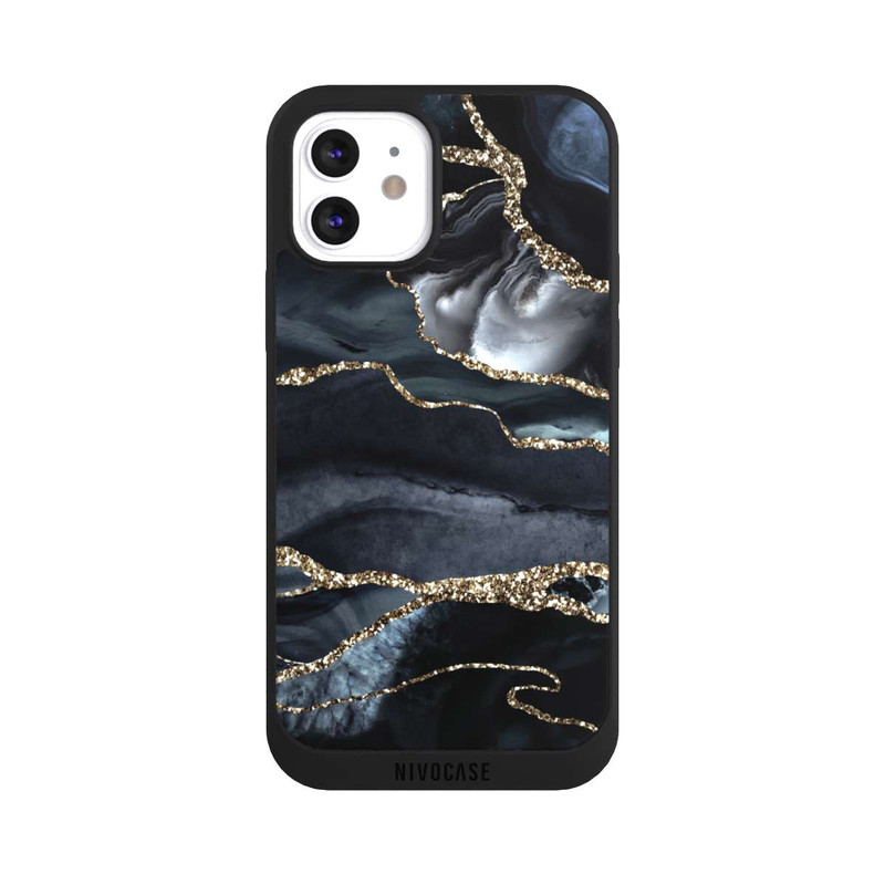iPhone 12 NIVOpure Dark Marble Gold Glitter Look