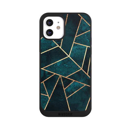Apple iPhone 12 NIVOpure Tief Blaugrün Stein Gold Druck