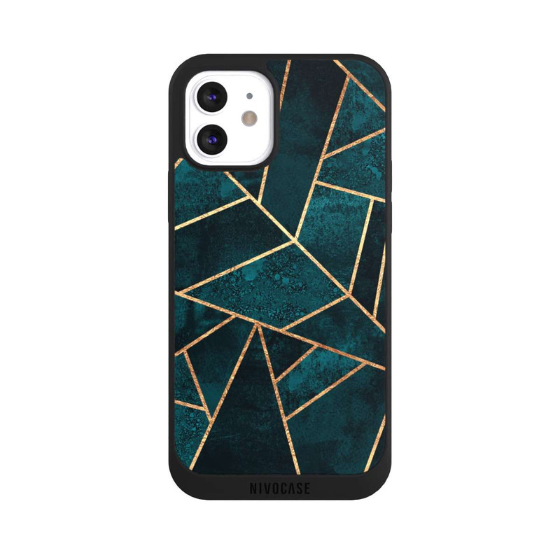 iPhone 12 NIVOpure Imprimé or pierre sarcelle profond