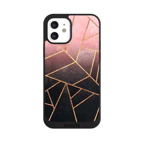 Apple iPhone 12 NIVOpure Pinker und Schwarzer Stein Gold Druck