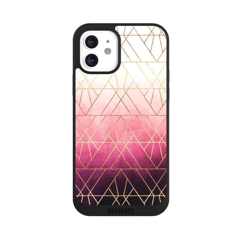 iPhone 12 NIVOpure Pink Ombre Triangles Gold Print