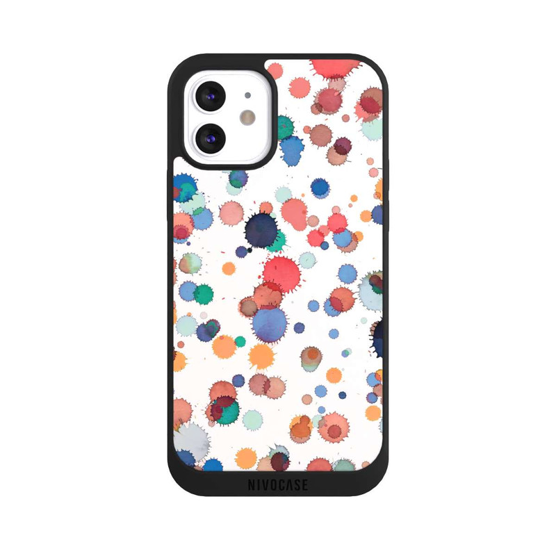 iPhone 12 NIVOpure Gouttes Aquarelle Texture Bleu Jaune