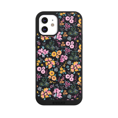 Apple iPhone 12 NIVOpure Kleine bunte Blumen Schwarz 2