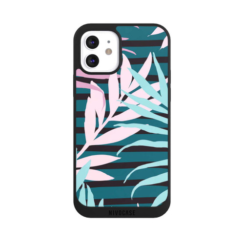 Apple iPhone 12 NIVOpure Pastel Jungle Leaves Pink Teal Seamless