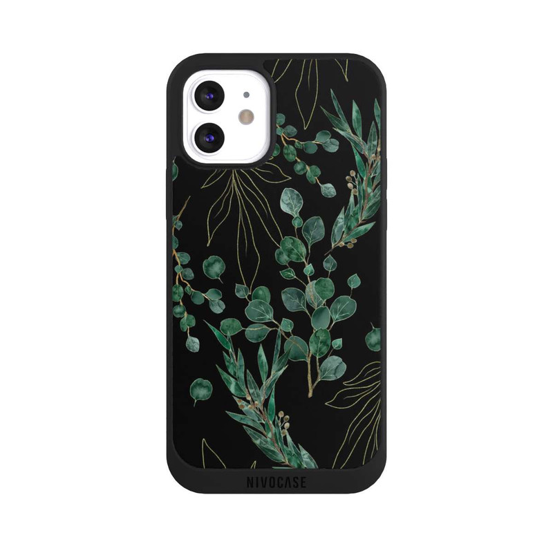 iPhone 12 NIVOpure Feuilles d'Eucalyptus Fond Noir