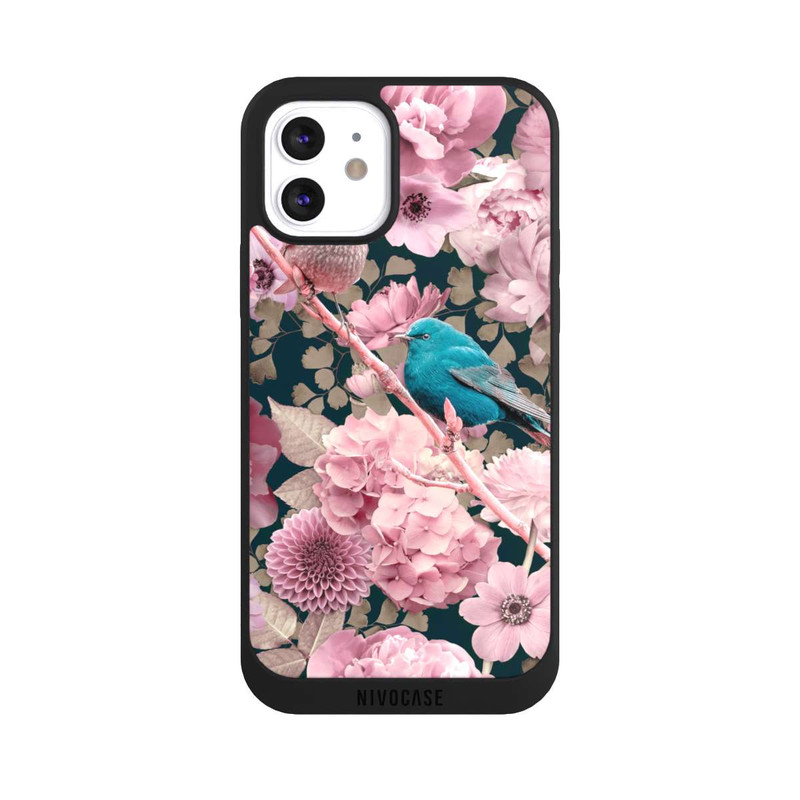 iPhone 12 NIVOpure Spatzen im rosa Blumenmuster