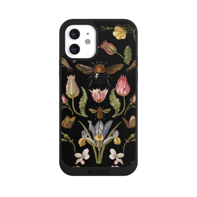 iPhone 12 NIVOpure Fleurs Sauvages et Abeilles Fond Noir
