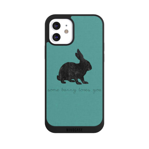 Apple iPhone 12 NIVOpure Some Bunny Loves You - Black on Turquoise