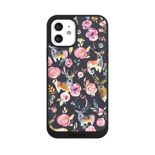 Apple iPhone 12 NIVOpure Hirsche und Blumen Anthrazit