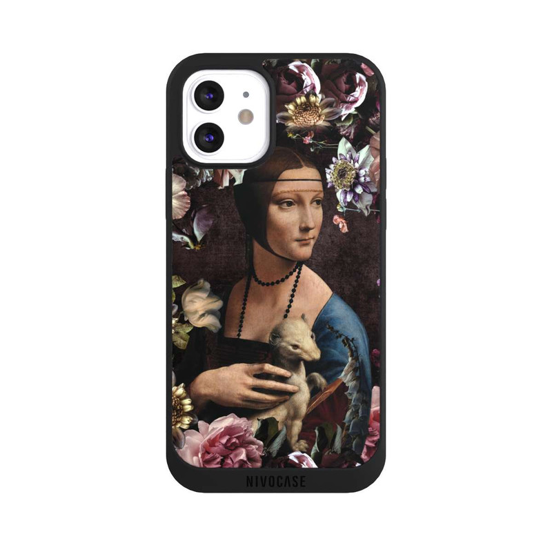 iPhone 12 NIVOpure Dame avec hermine aux roses 