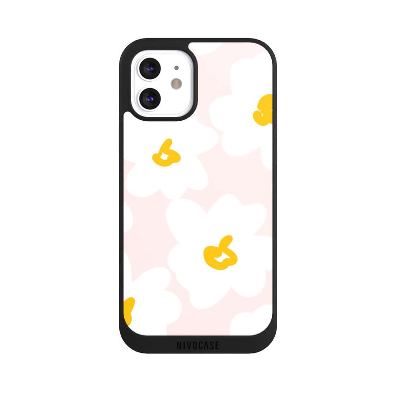 iPhone 12 NIVOpure Retro Blumenwand Gänseblümchen Aprikose