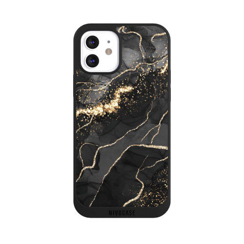 Apple iPhone 12 NIVOpure Look Spirales de Marbre Sombre &amp; Or