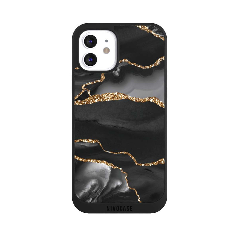 iPhone 12 NIVOpure Look Marbre Rayé Or