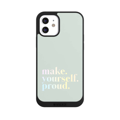 Apple iPhone 12 NIVOpure Make Yourself Proud Quote-Mint and Gradient