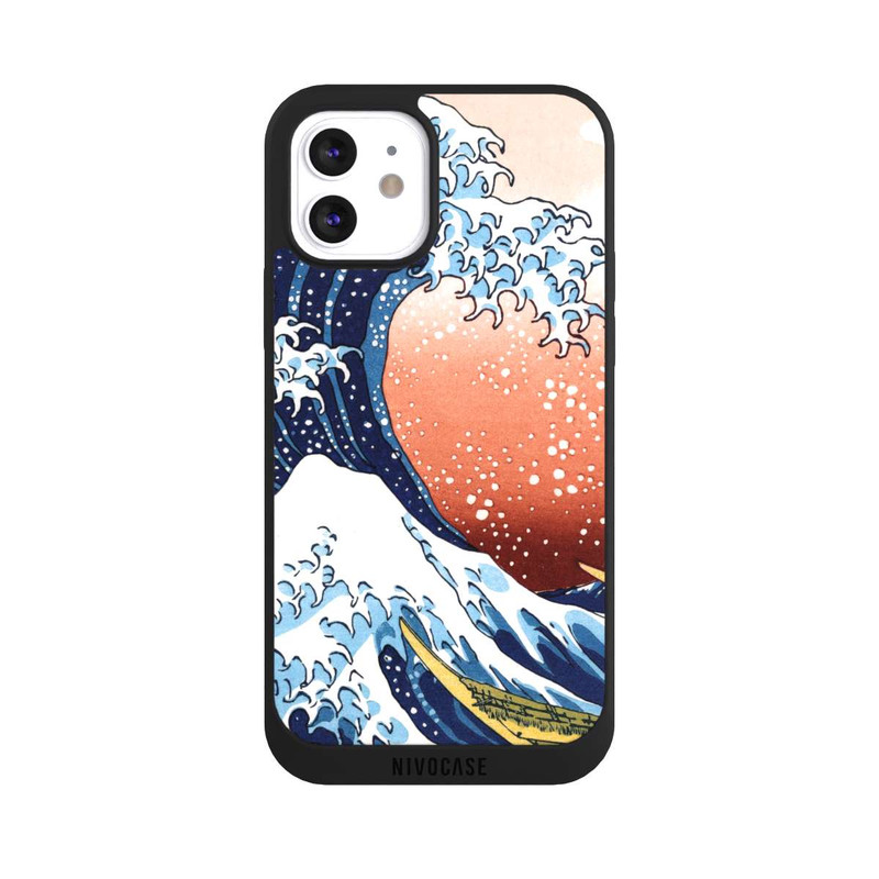 iPhone 12 NIVOpure Kanagawa Welle Mit Rotem Hintergrund