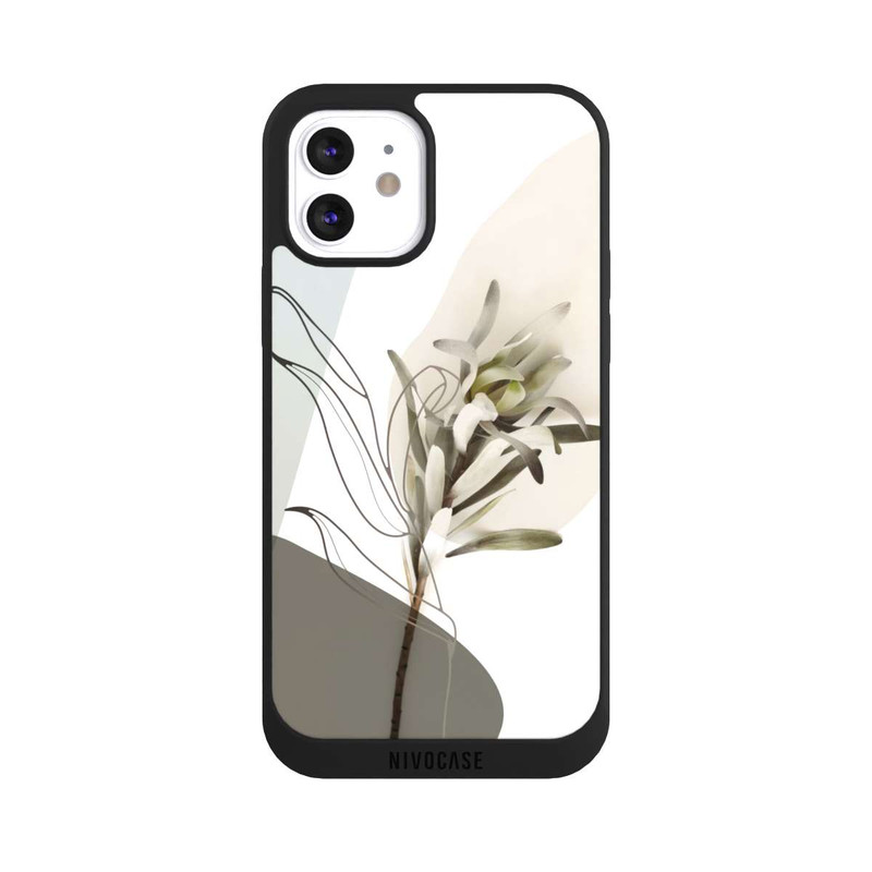iPhone 12 NIVOpure Boho Line Art Olivgrün