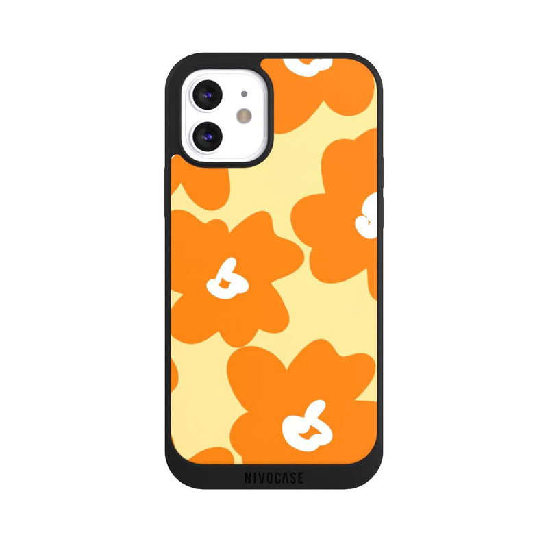iPhone 12 NIVOpure Retro floral pattern Päivi yellow orange